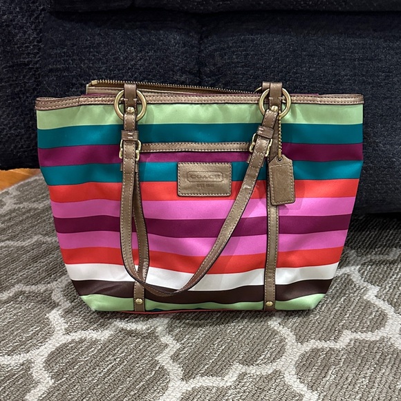 Coach Handbags - Coach Vibrant Striped Tote Bag